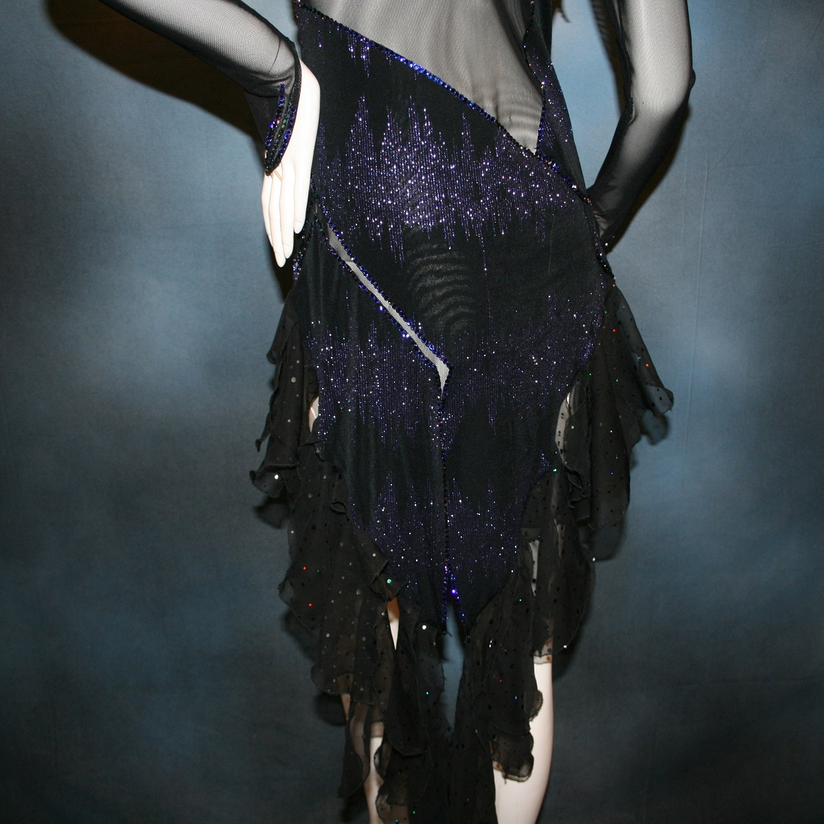 Black Latin-Rhythm Dress | Purple Accents