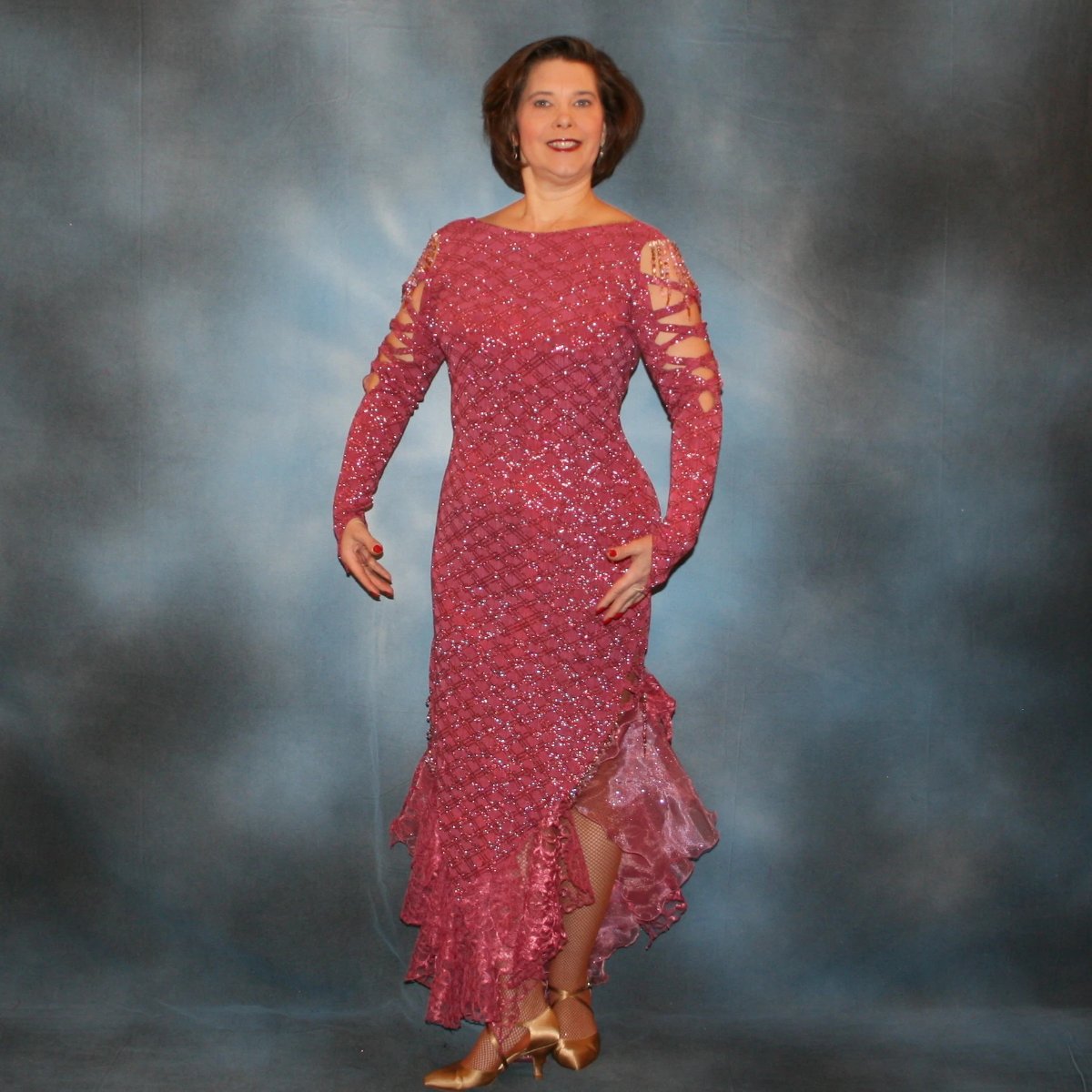 Orchid Latin-Rhythm Dress with Feathers-Flirtatious