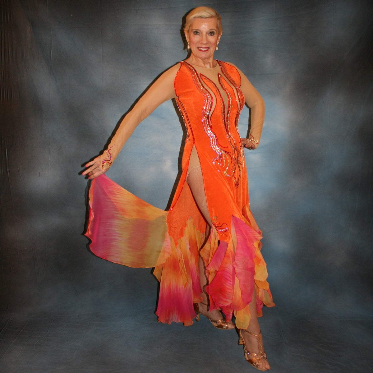 fitted lace wedding dress Gigi Orange Satin Maxi Dress main image 0