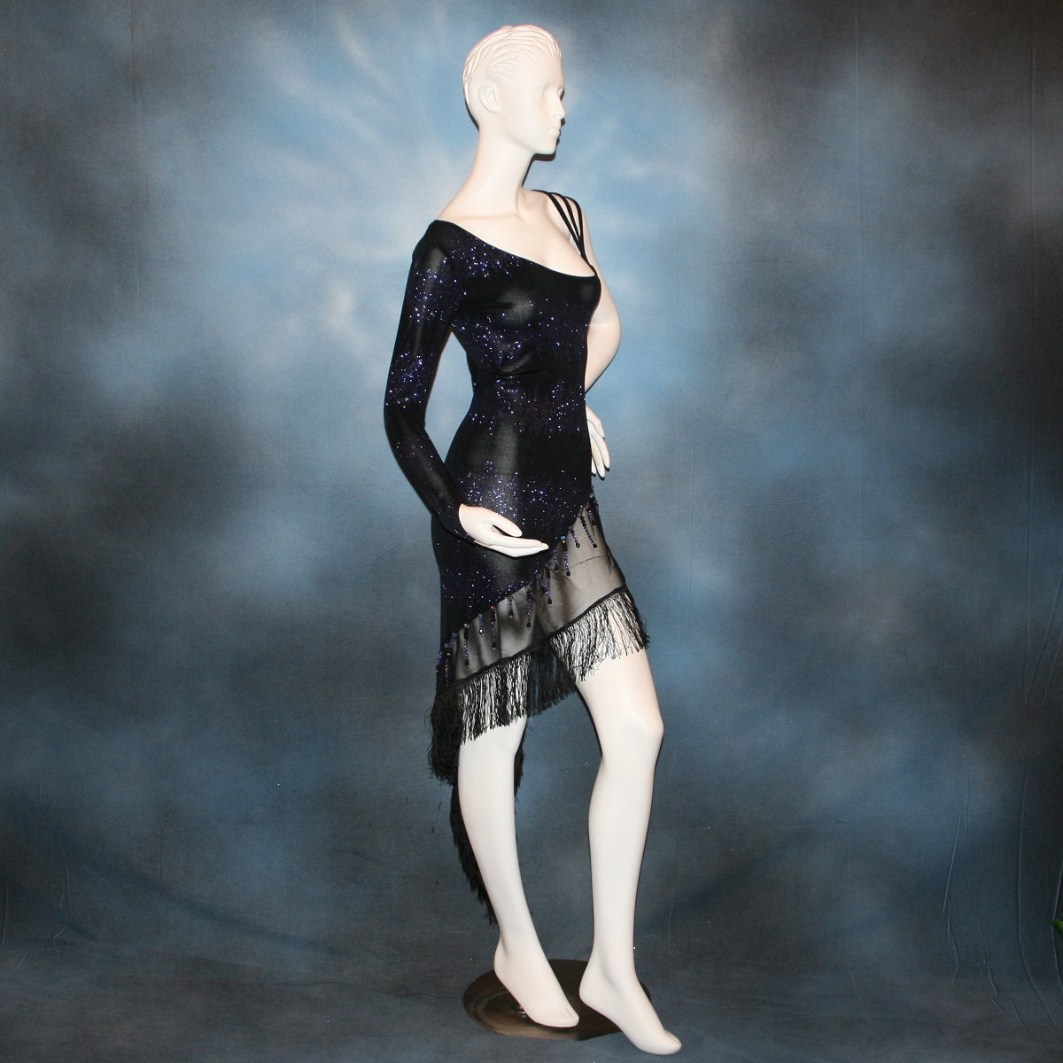 short tango dress Black halter neck dance dress S / As pictured