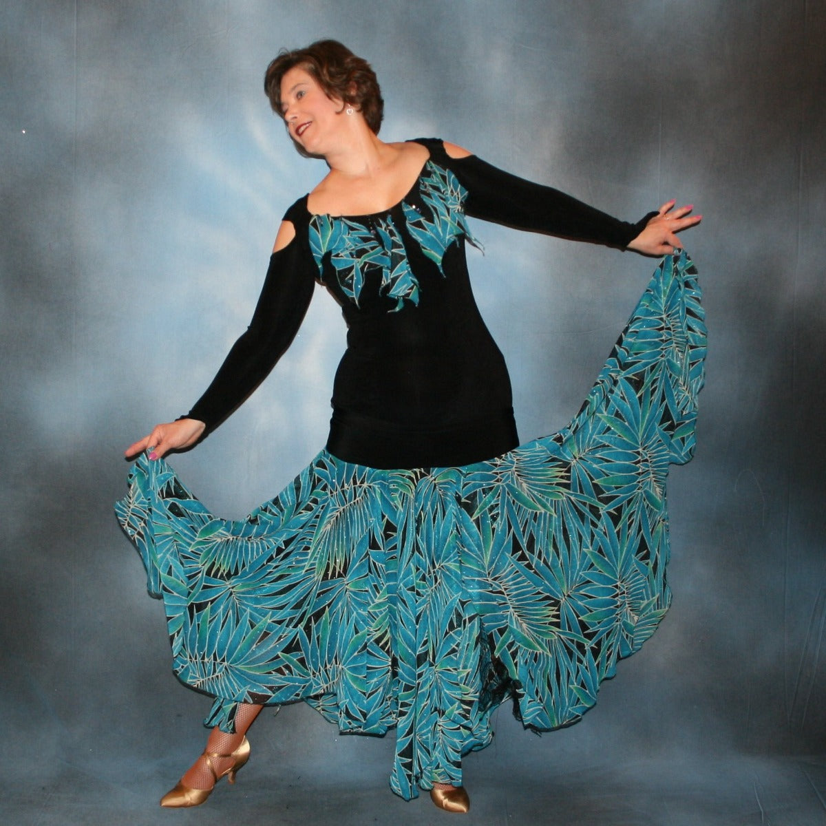 blue dress for baby girl Olu Black Fitting Maxi Dress with African Fabric Accents main image 0