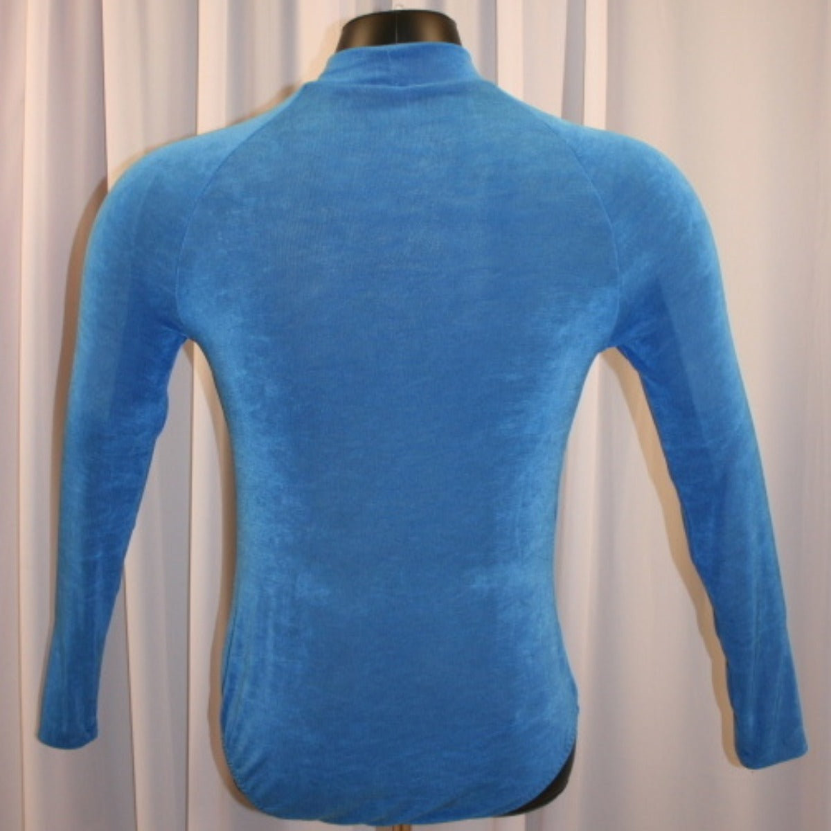 Crystal's Creations back view of men's blue Latin shirt